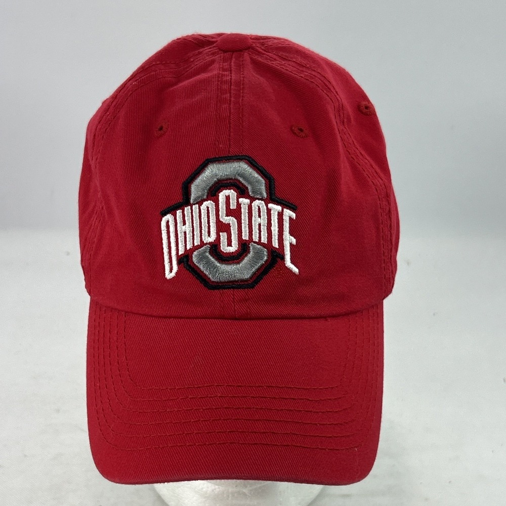 Vintage Ohio State Buckeyes Hat Cap Strap Back Red Spell Out Block O Football